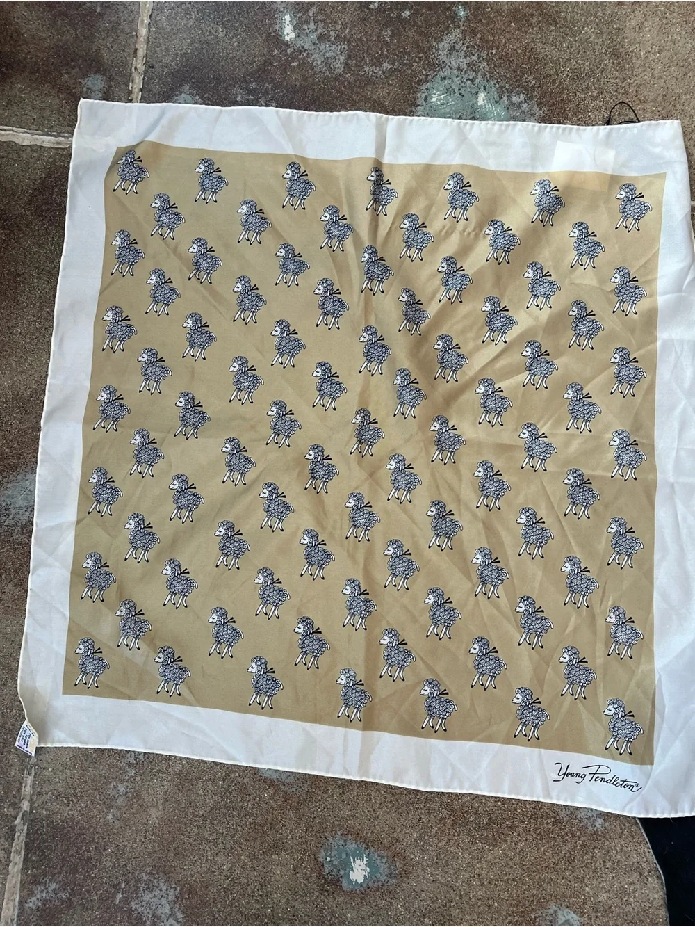 Vintage Young Pendleton scarf ~ with black sheep pattern